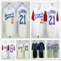 Mens Roberto Clemente Santurce Crabbers College Baseball Jersey Cheap 21 Roberto Clemente Jersey University gestikte honkbal shirts