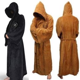 Heren gewaden mannelijk flanel met dikke sterrenkap jurk Jedi Empire Bathrobe Winter Long Bath Huiskleding 220826