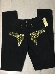 Jeans de renouveau Robin ROCK avec des goujons en cristal doré pantalons denim pantalon pantalon d'aile Clips en jean Taille 30421540619