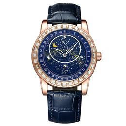 Reloj giratorio para hombre con cielo estrellado, reloj no mecánico de moda, resistente al agua