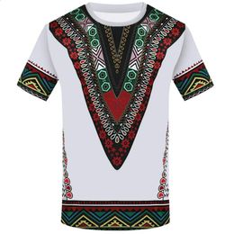 Camisa de cuello redondo para hombre con estampado 3D, ropa étnica africana, camiseta de verano 240220