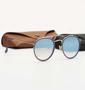 Heren rond zonnebrillen Dubbele brug Zonnebril Dames Fashion Sunglasses Mode oogwaren met Leather Case5160756