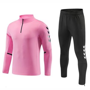 Heren hardloopjaspak Aangepaste voetbaltraining Sportkleding Voetbaluniform met halve ritszakken 240318