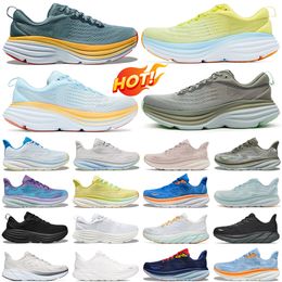 Chaussures de course pour hommes Bondi 8 Clifton Lunar Rock Cyclamen 9 Black Copper Ice Water Running Shoe Triple White Black Men Women Trainers Sneakers Outdoor Taille 36-47