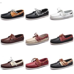 Chaussures de course en cuir pour hommes, Style britannique 5, noir, blanc, marron, vert, jaune, rouge, mode, extérieur, confortable, respirant, 26