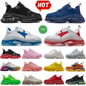 Scarpe Balencaigas Triple S Scarpe da ginnastica con suola trasparente Scarpe da corsa di design Nero Bianco Grigio Rosso Rosa Blu Royal Neon Verde Navy Scarpe da ginnastica con piattaforma