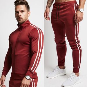 Mens Running Sportswear Sweatshirt / Sweatpants Broek Gym Fitness Training Jassen Broek 2 stks / sets Mannelijke Joggers Sportkleding