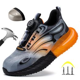 Chaussures de sécurité pour hommes avec boutons rotatifs Bottes de protection sportives Parker Steel Shoes Casual Ring 240510