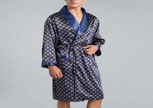 Hommes satin en soie de luxe pyjamas kimono peignoir robe robe habitage pyjamas pejs lougewear men039s onepiece simulation silk nightgown h03299358