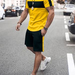 Conjuntos para hombre Chándal 3D Ropa de moda de verano para hombre Camiseta Pantalones cortos 2 piezas Casual Streetwear Hombres Traje de gran tamaño 220615