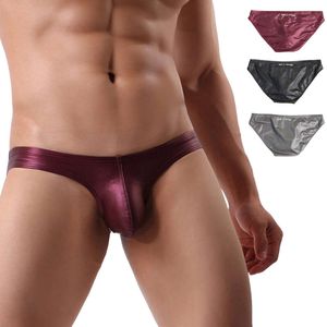 Slip Sexy en Faux cuir pour hommes, sous-vêtements en U convexe, poche bombée, culotte serrée, maillots de bain, Costumes fétichistes, Lingerie exotique