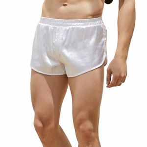 Hommes Sexy Sleep Bottoms Lounge Homewear Pyjama Pantalon Faux Satin Pyjama Shorts Lâche Été Homme Sous-Vêtements Boxers Vêtements De Nuit Shorts R7jB #