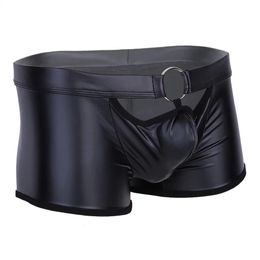 Hommes pantalons courts en cuir souple sexy pour la gaine en latex sexe sous-vêtements sexy inférieur mâle en cuir pantalon boxer en cuir mâle pantalon sexi 240419