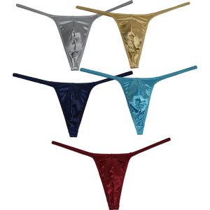 Mens glanzende Pouch Thong Micro G-String vlek Thongs rekbare Tanga's Sexy Mankini ondergoed brutale Mini Bikini T-back Thong Pantss