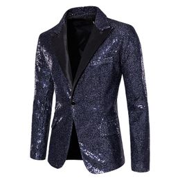 Mens Suit Shiny Sequin Blazers Fashion Tuxedo Prom Prom One Button Suit Veste Revers Contrôles Couches HARAJUKU Veste de costume pour hommes 240315