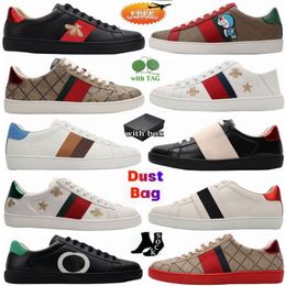 Designer pour hommes Italie Bee Ace Ace Casual Chores Femme Blanc White Cuir Flat Shoe Green Stripe Broidered Couples Trainers Sneakers Taille 35-46