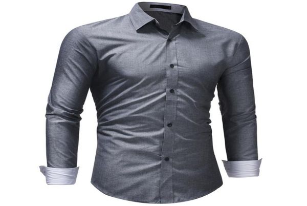 Camisa para hombre 2020, camisas de manga larga para hombre, camisas de vestir informales de Color ajustado, diseños populares de Color sólido, XXXL4257897