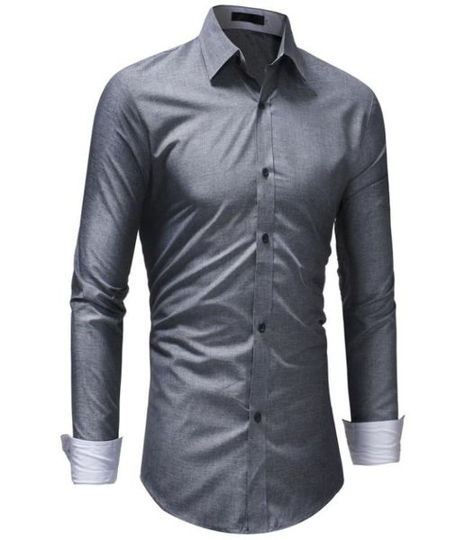 Camisa para hombre 2020, camisas de manga larga para hombre, camisas de vestir informales de Color ajustado, diseños populares de Color sólido, XXXL8657853