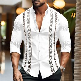 Chemise boutonnée pour hommes, décontractée, col en v, vêtements de vacances quotidiens, mode, confortable, taille surdimensionnée, été, 240219