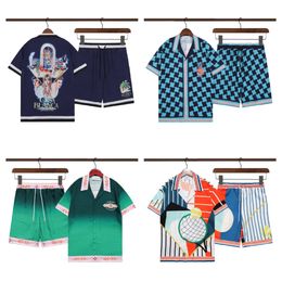 Mens shirt Casa Blanca Designer shirts shorts set grafische Casablanca tennisclub matching suit voor mannen dames zomervakantie strand korte bodem extras t -shirt tops