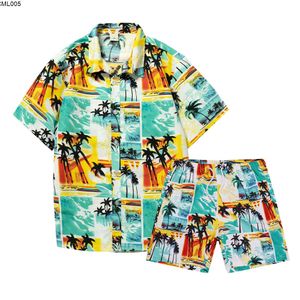 Chemise décontractée pour hommes, costume de plage, sport de vacances, pantalon ample à manches courtes imprimé