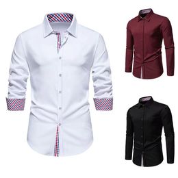 Diseñador de camisa para hombres Camisa de manga larga de algodón de lujo