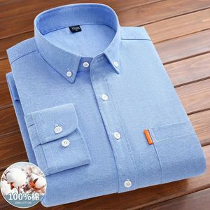 camisa para hombre manga larga Springsummer 100% algodón Oxford tejido no amontonado anti -sólido de color sólido calidad de ocio 240403