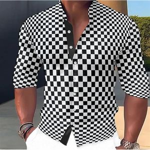 Mentige Muscle Muscle Fitness Fitness Long Manche Stand de support Black and White Plaid Géométrique Tendance Style 240401