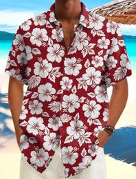 Chemise masculine Summer Hawaiian Casual plage à manches courtes Plantes de fleurs