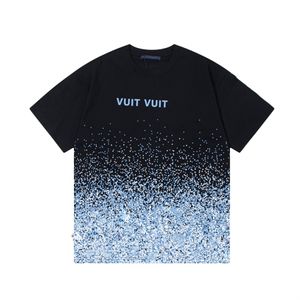 T-shirt graphique pour hommes été tendance européenne et américaine haut de luxe léger t-shirt ciel étoilé éclaboussures d'encre graffiti noir et blanc deux couleurs amples à manches courtes