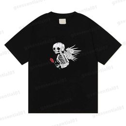 Herenoverhemden Designer T-shirt Angel Wings Roses Roses Letter Afdrukronde ronde nek Hiphop korte mouw T-shirts mode Amerikaanse straat mannen en vrouwen zomerkleding