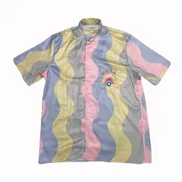 Camisas para hombre Camisas de diseñadores Camisas para hombres Conjunto de camisa de manga corta CASABLANCA Estilo francés Rainbow dream comfort Camisas casuales