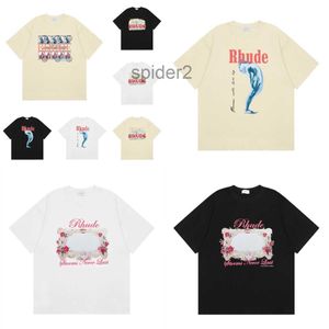 Camisas para hombre Rhude camiseta ropa famosa camiseta letra impresión cuello redondo manga corta para hombre tops polos camisa diseñador puro camisetas para mujer W3GD