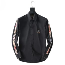 Herenoverhemden Top kleine paardenkwaliteit borduurwerk blouse lange luxe vaste kleur slanke casual zakelijke kleding met lange mouwen geruite shirt normaal m-4XL #08 81609211333