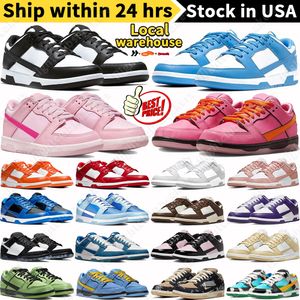 US Stocking designer schoenen Wit Zwart Panda Grijs Fog Photon Dust Triple Pink UNC Argon Coast Team Gold Lokaal magazijn lage casual sneakers heren dames trainers