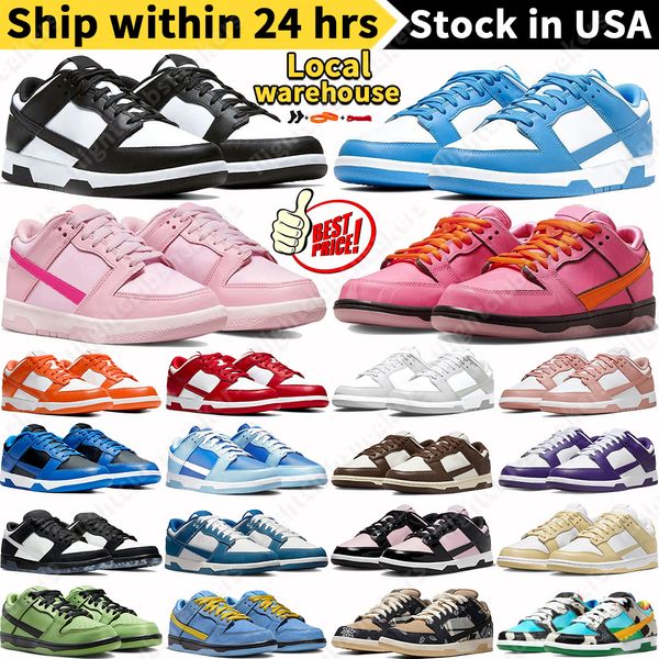 Zapatos de diseñador de medias de EE. UU. Blanco Negro Panda Gris Niebla Fotón Polvo Triple Rosa UNC Argon Coast Team Gold Almacén local Zapatillas bajas para hombre para mujer Entrenadores