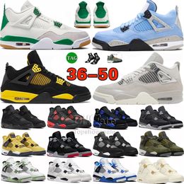 Zapatos para hombre Tamaño grande Jumpman 4s Baloncesto 4 Midnight Navy Military Black Cats Seafoam Pine Green Thunder Photon Dust Violet Ore Zapatillas de deporte Entrenadores US13 14 15 36-50