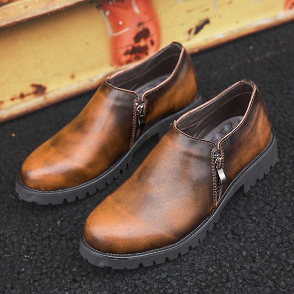 Chaussures masculines Nouvelles entreprises de mode décontractée en cuir polie éclair