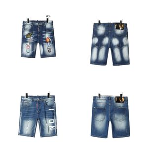 Heren korte jeans rechte gaten strakke denim broek casual blauwe zomer in Italië -stijl jeans ontwerper hippop borduurwerk slanke streetwear groothandel