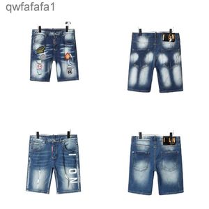 Heren korte jeans rechte gaten strakke denim broek casual blauwe zomer in Italië -stijl jeans ontwerper hippop borduurwerk slanke streetwear groothandel uugb