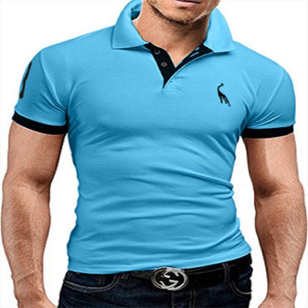 Polo à manches courtes pour hommes Couleur unie Polos pour hommes Casual Deer Brodé Summer Tops Youth Outdoor Slim Thin T-shirt 11 couleurs