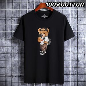 T-shirts à manches courtes pour hommes Été imprimé blanc T Funny Bear Style Harajuku Couverture en coton y2k Streetwear Casual Tee Hommes Vêtements 240320