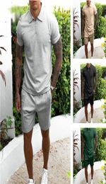 Couvrage à manches courtes à manches courtes Shorts de combinaison décontractée Style Hombre Polo Sweat Sett Slim Man Summer Twopiece Suit Two Piece SE7492261