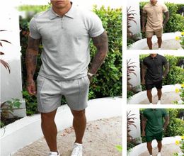 Courts à manches à manches courtes à manches courtes Shorts décontractés Style Hombre Polo Sweat Pant Slim Man Summer Twopiece Suit Two Piece SE4702270