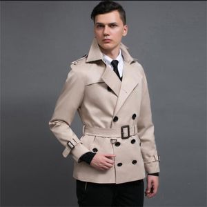 Heren Korte Trenchcoats Man Double-Breasted Jas Mannen Kleding Slim Fit Overjas Lange Mouw 2021 Designer Mannen