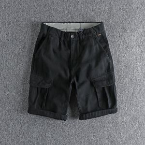 Heren shorts 2023 Multi Pocket Black Fashion Work Heren Casual Wear Losse rechte broek 1077