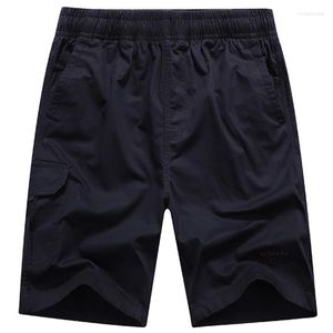 Heren Shorts 2023 Zomer Solid kleur Casual Multo-pockets Zietbanen Katoenmannen Kleding Knielengte losse korte broek Streetwear