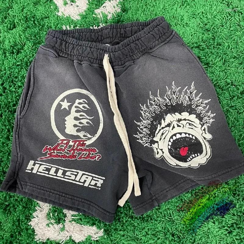 Mens Shorts 2023SS Hellstar Studios Sounds Like Heaven Homens Mulheres Qualidade Cordão Calças Oversized