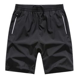 Shorts pour hommes Noir Solid Summer Quick Dry Vêtements Taille élastique Zipper Poche Casual Bermuda Mâle Plus Taille Big 6XL 8XL 210518