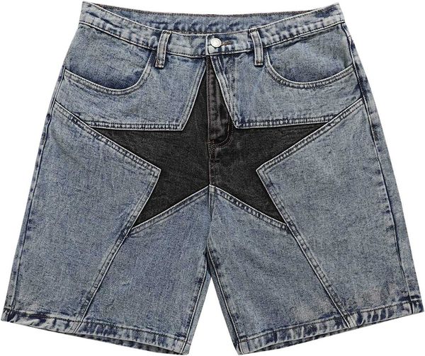 Aelfric marque été sport hommes Eden hommes Shorts étoile Patchwork Denim taille moyenne extensible jean décontracté Streetwear